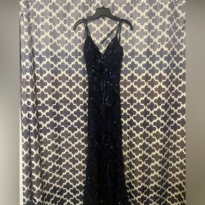 Lovely Day Navy Blue Sequin Maxi Dress